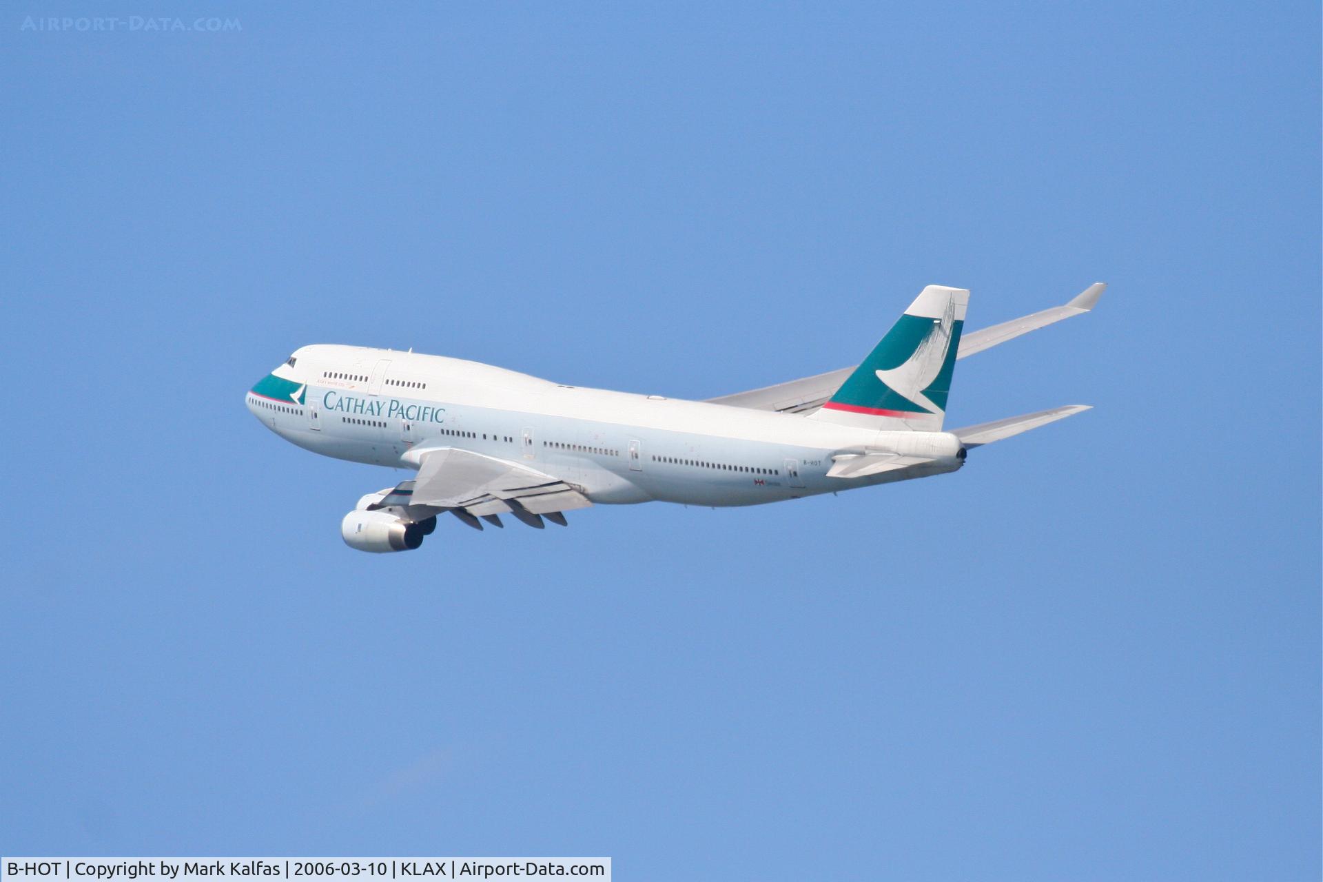 B-HOT, 1990 Boeing 747-467 C/N 24851, Cathay Pacific Boeing 747-467, 25R departure KLAX.