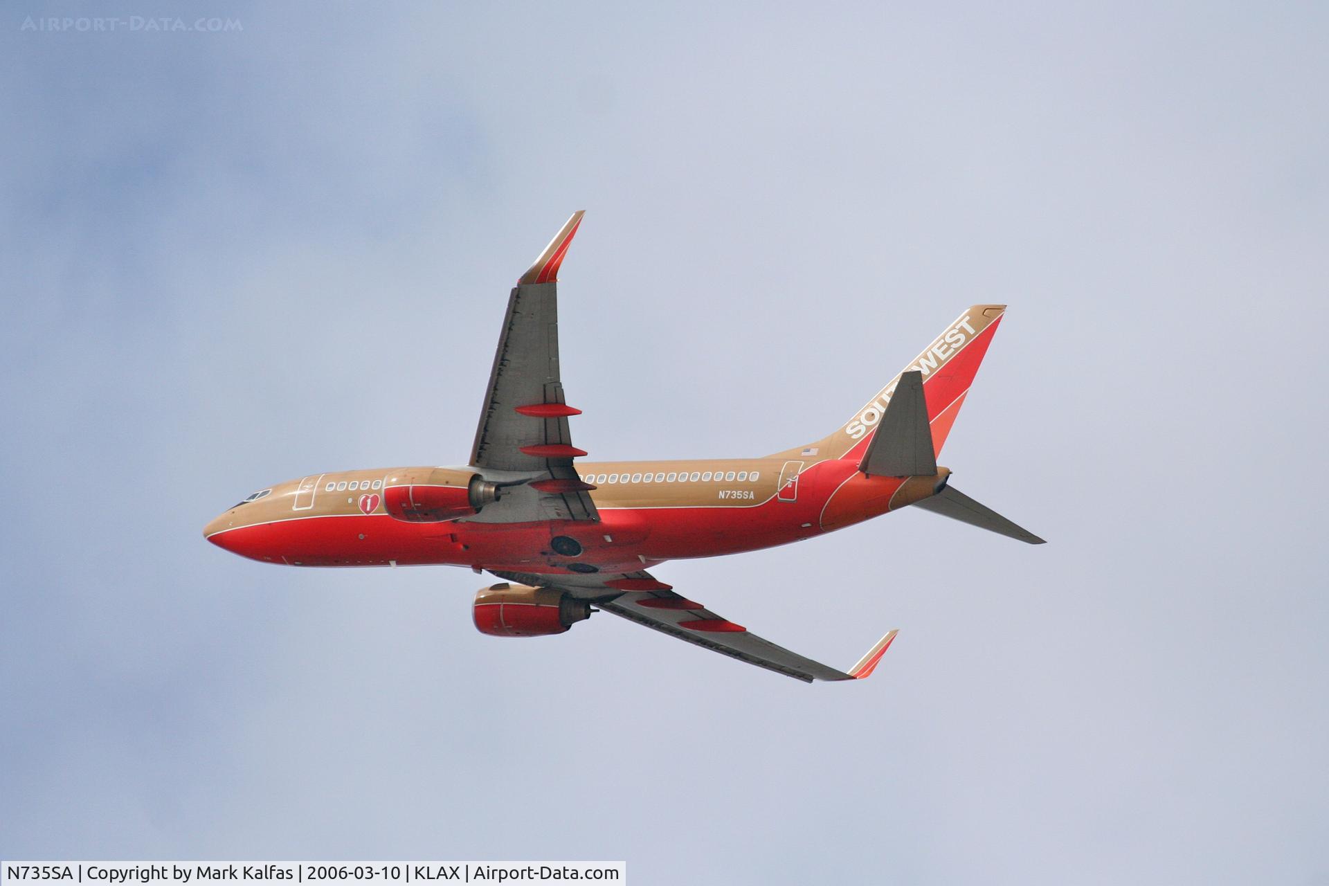 N735SA, 1999 Boeing 737-7H4 C/N 27867, Southwest Boeing 737-7H4, 25R departure KLAX.