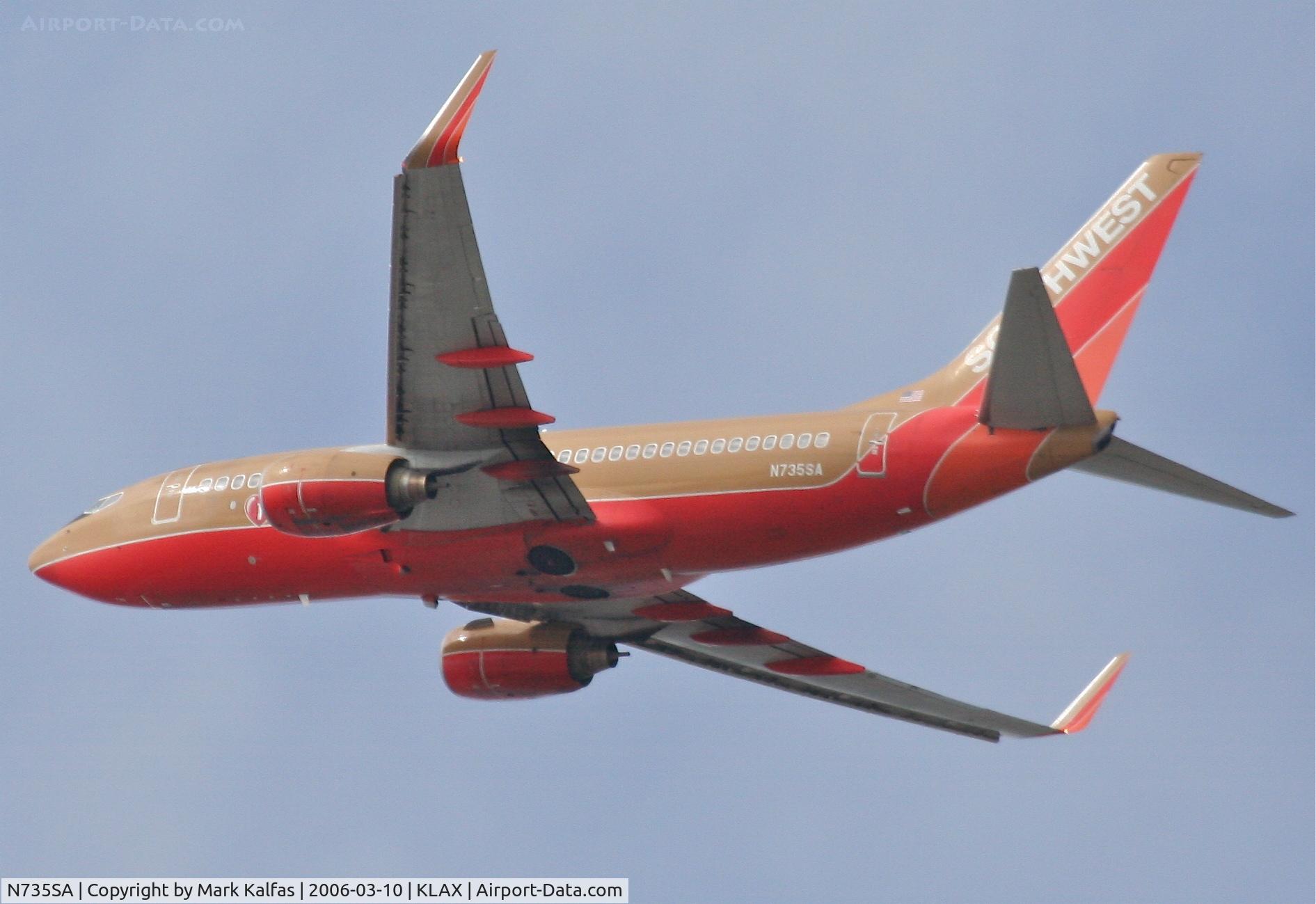 N735SA, 1999 Boeing 737-7H4 C/N 27867, Southwest Boeing 737-7H4, 25R departure KLAX.