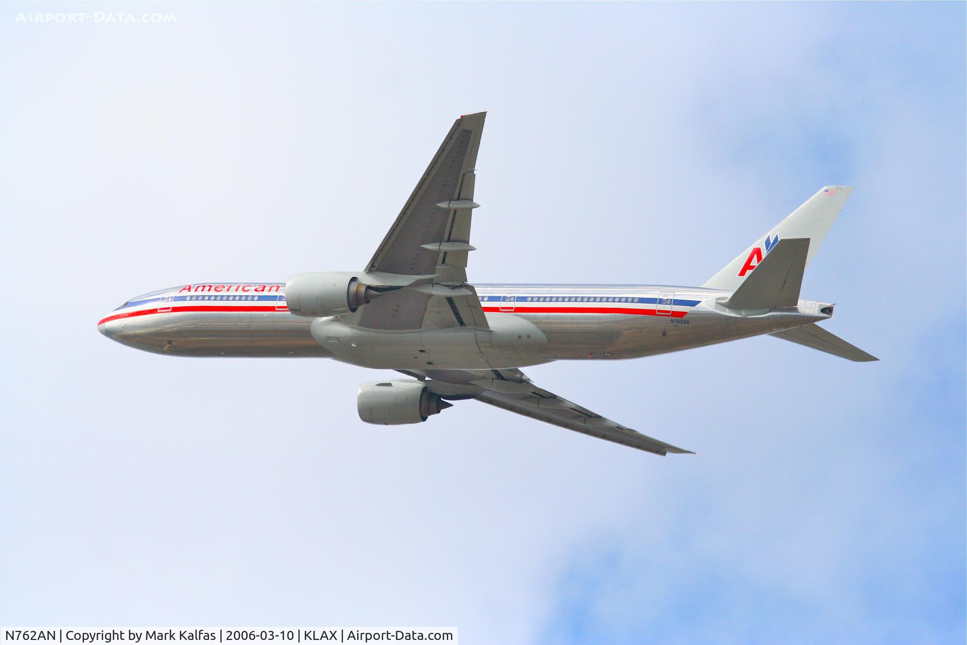 N762AN, 2002 Boeing 777-223 C/N 31479, American Airlines Boeing 777-223, 25R departure KLAX.
