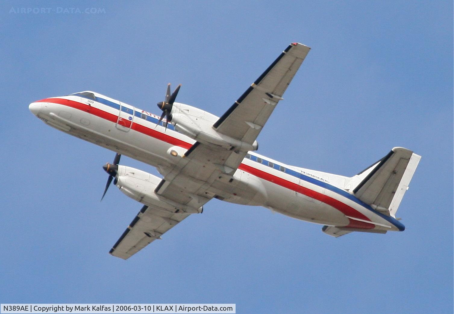 N389AE, 1996 Saab 340B+ C/N 340B-389, American Eagle SAAB 340B, 25R departure KLAX.