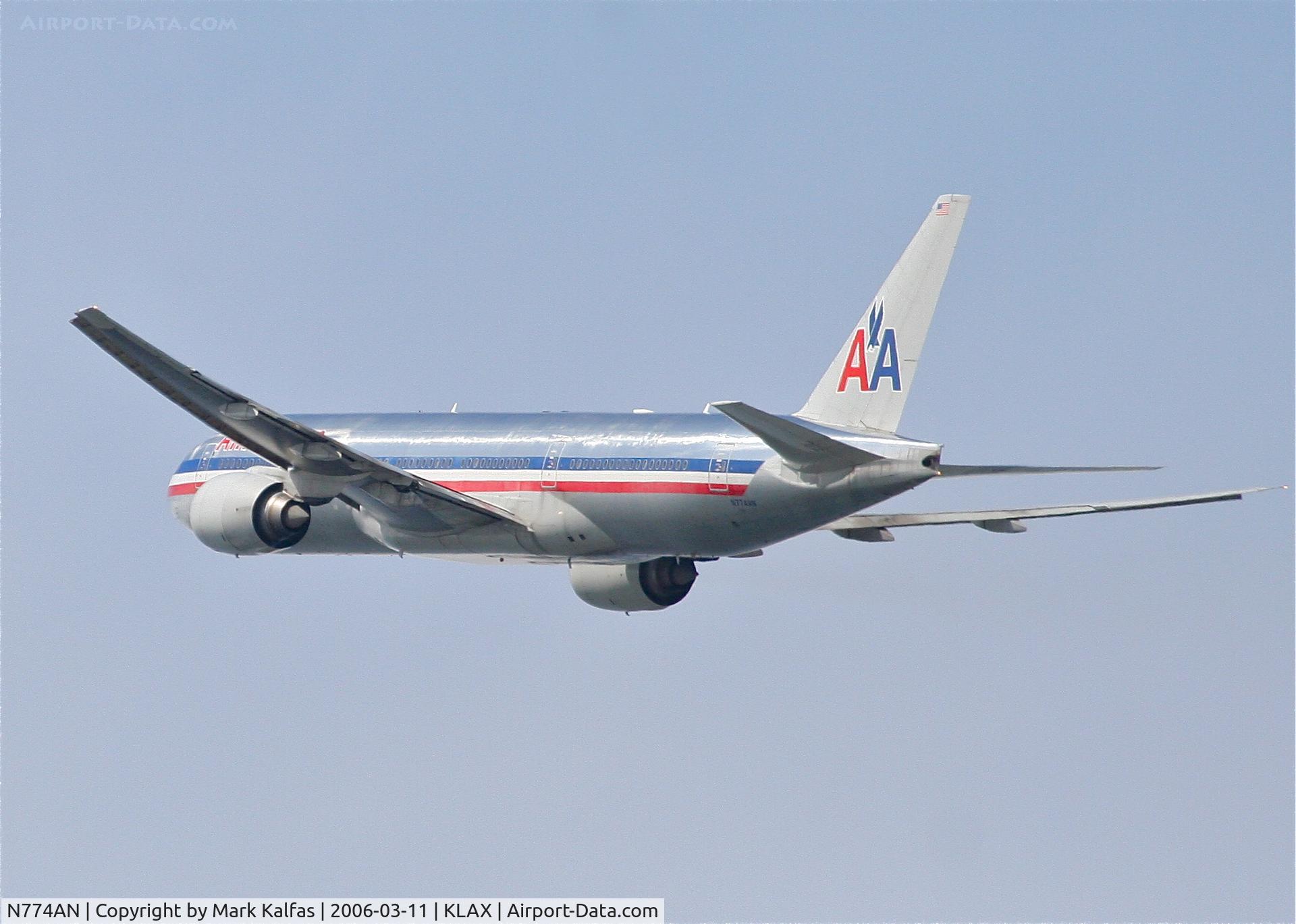 N774AN, 1999 Boeing 777-223 C/N 29581, American Airlines Boeing 777-223, 25R departure KLAX.