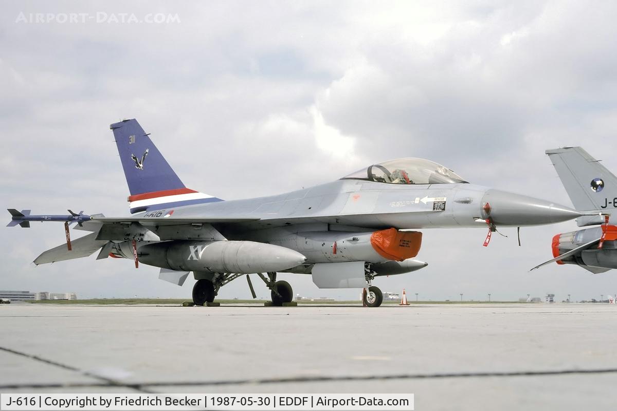 J-616, General Dynamics F-16A Fighting Falcon C/N 6D-48, static display at the 1987 open house at Rhine Main AB
