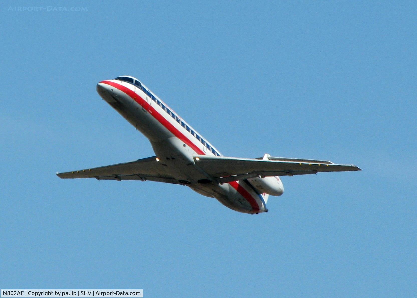 N802AE, 2001 Embraer ERJ-140LR (EMB-135KL) C/N 145471, Off of runway 23 at Shreveport Regional.