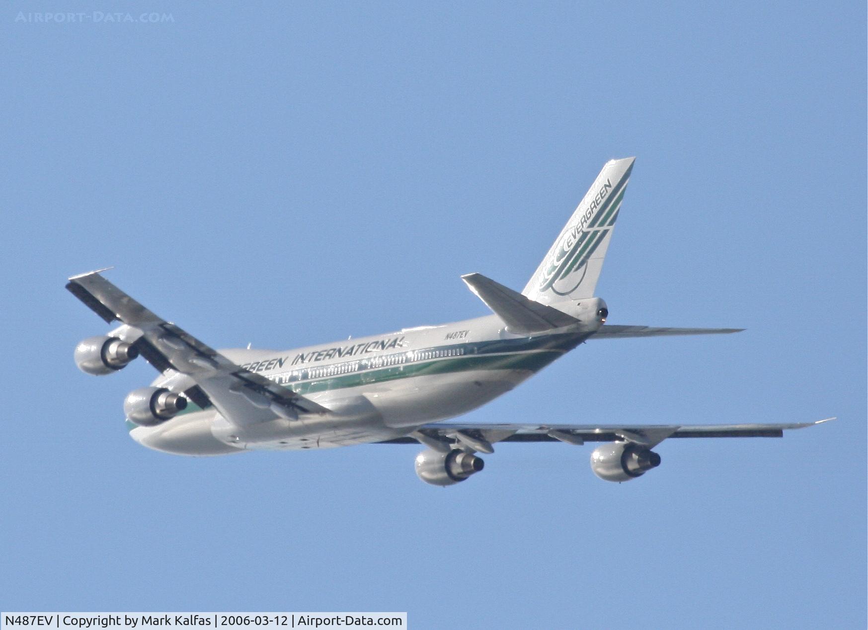 N487EV, 1985 Boeing 747-230B C/N 23286, Evergreen Boeing 747-230B (cn 23286/614), 25L departure KLAX.