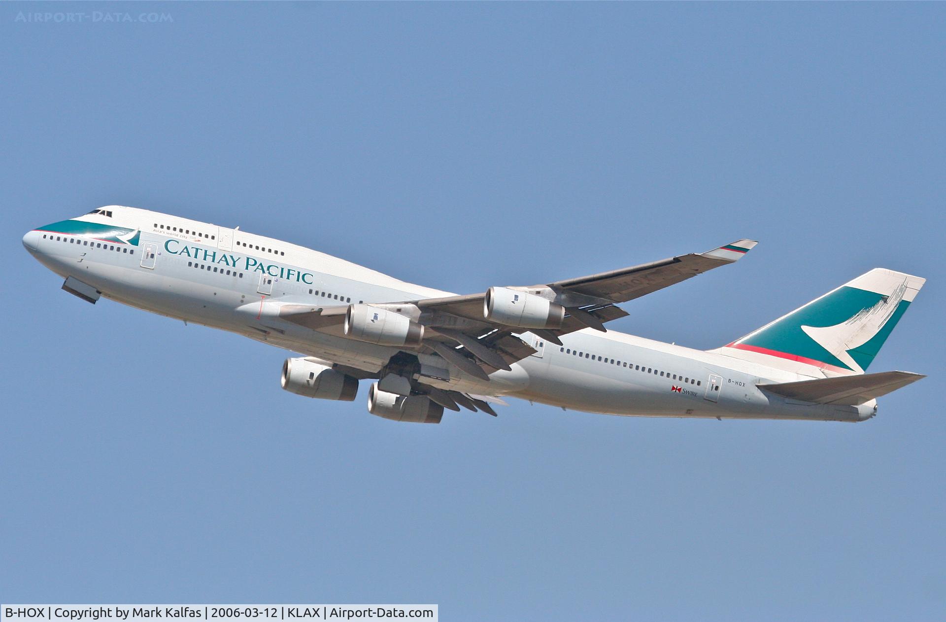 B-HOX, 1991 Boeing 747-467 C/N 24955, Cathay Pacific Boeing 747-467, 25R departure KLAX.