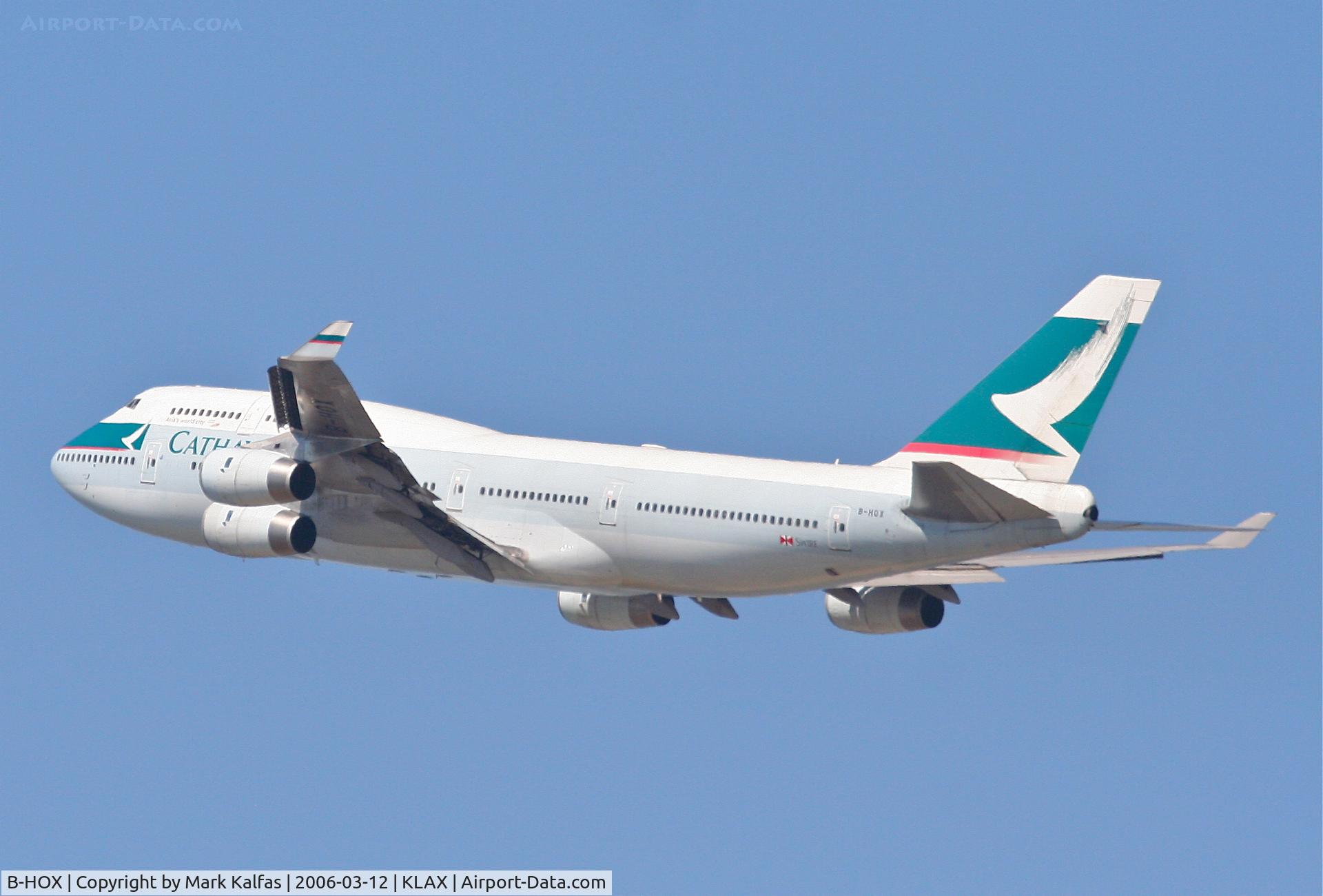 B-HOX, 1991 Boeing 747-467 C/N 24955, Cathay Pacific Boeing 747-467, 25R departure KLAX.