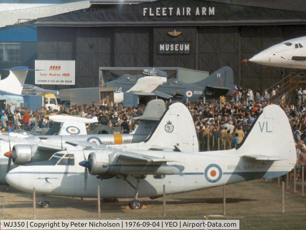 WJ350, 1953 Percival P-57 Sea Prince C2 C/N PAC/57/74, Sea Prince C.2 of the Fleet Air Arm Museum seen at the 1976 Yeovilton Air Day - this is one of only four of the transport version of the Sea Prince T.1 built.