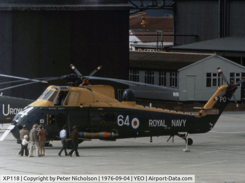 XP118, 1962 Westland Wessex HAS.3 C/N WA69, Wessex HAS.3 of 737 Squadron on display at the 1976 Yeovilton Air Day.