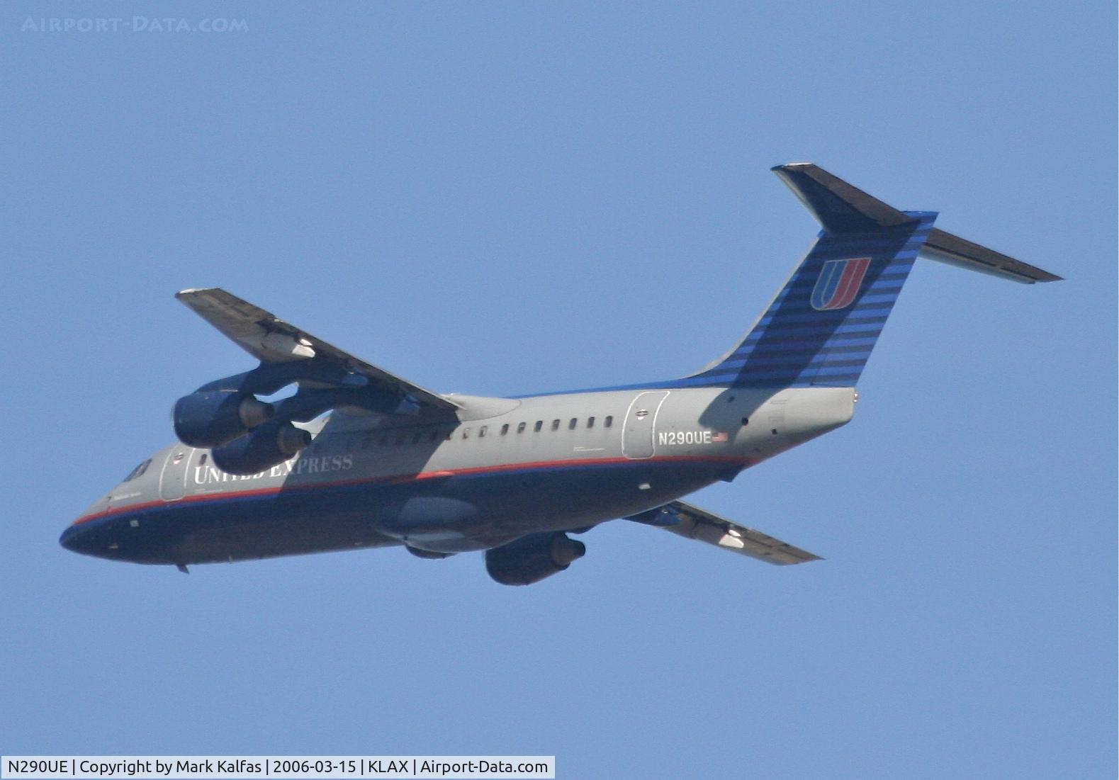 N290UE, British Aerospace BAe.146-200A C/N E2080, Air Wisconsin/United Express BAE 146 SERIES 200A, 25R departure KLAX.
