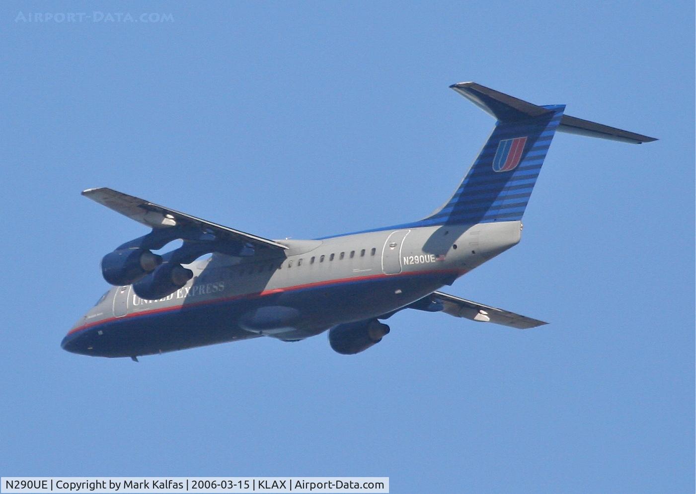 N290UE, British Aerospace BAe.146-200A C/N E2080, Air Wisconsin/United Express BAE 146 SERIES 200A, 25R departure KLAX.