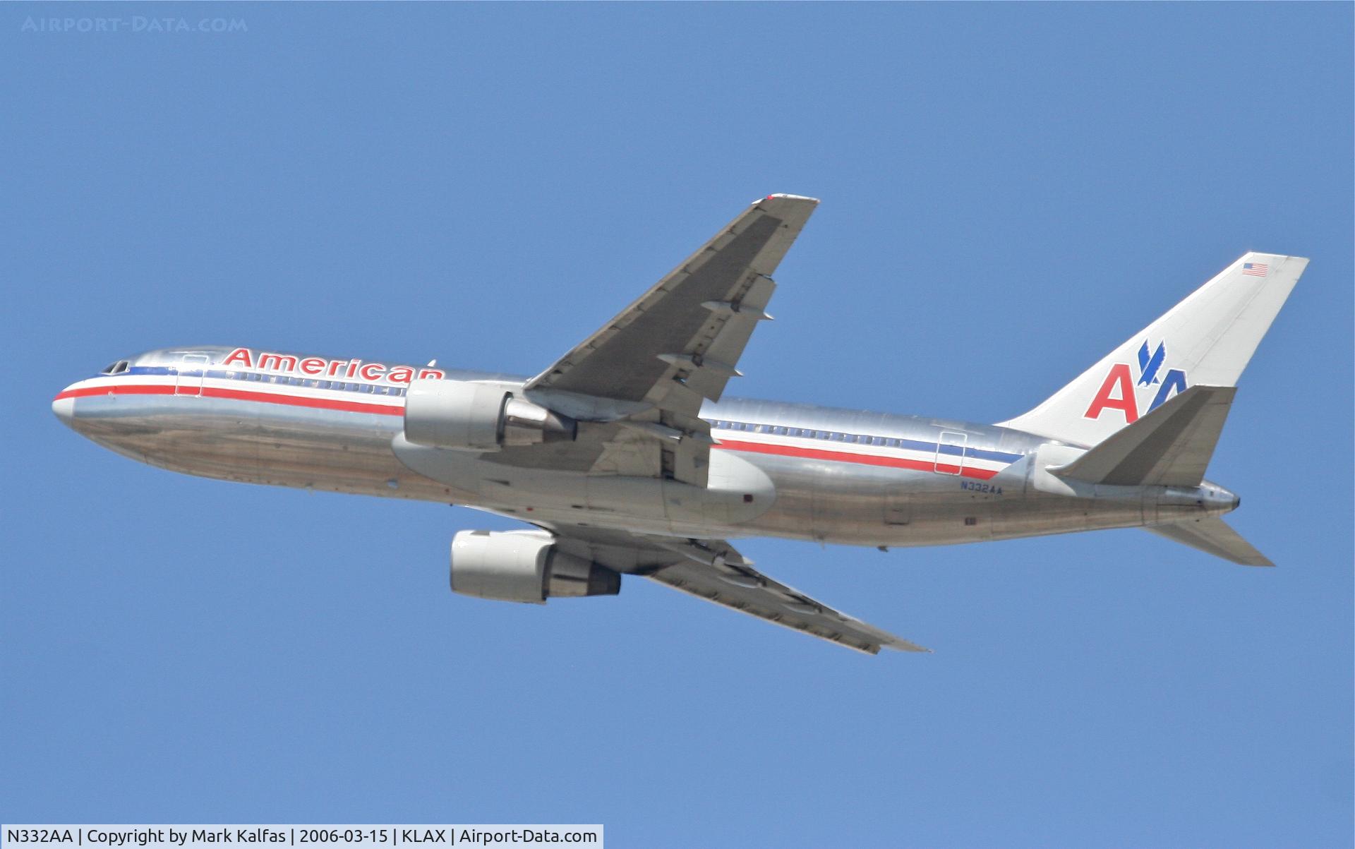 N332AA, 1987 Boeing 767-223 C/N 22331, American Airlines Boeing 767-223, 25R departure KLAX.