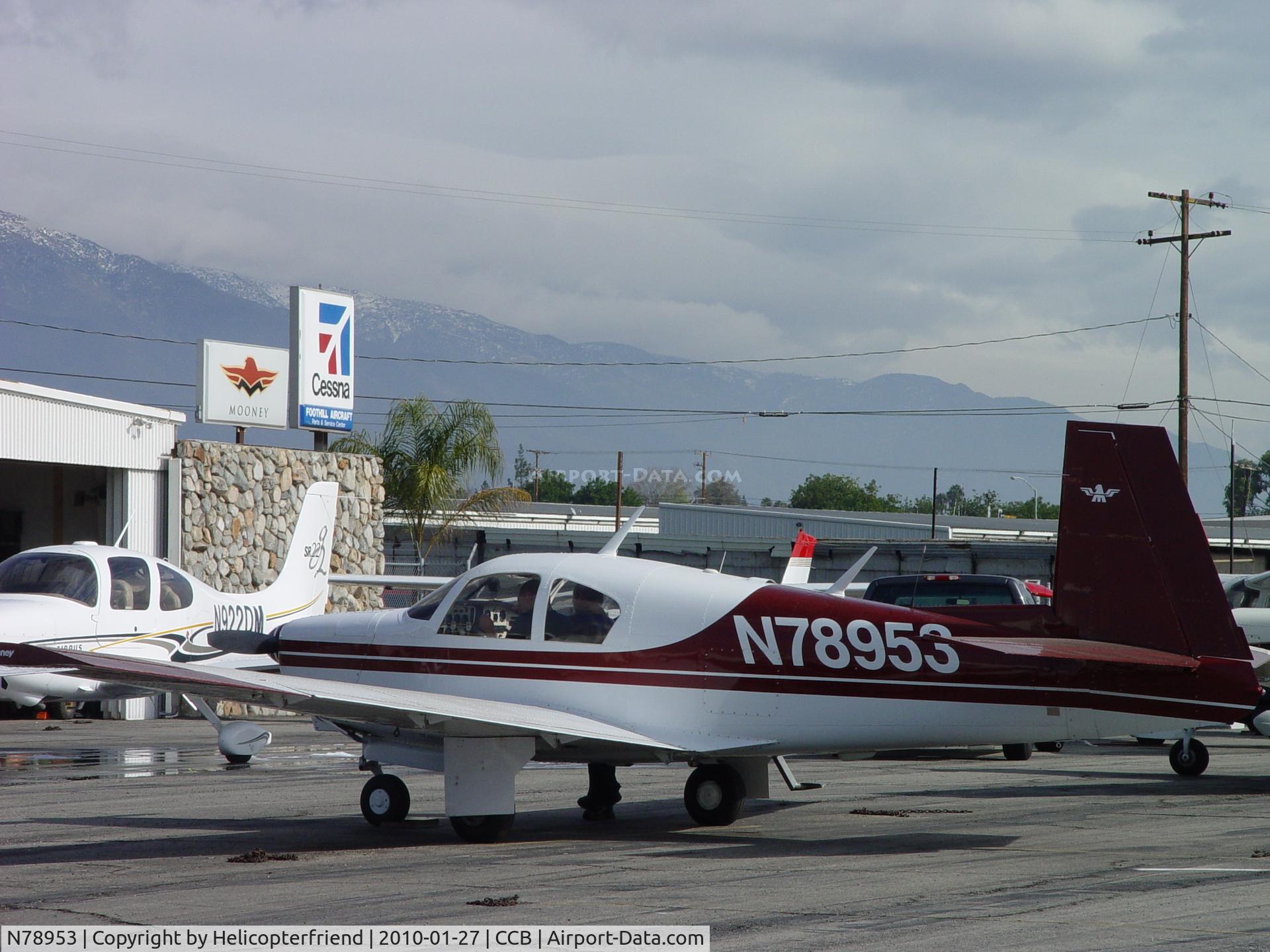 N78953, 1961 Mooney M20C Ranger C/N 1987, Parked at Foothill Aircraft parking area