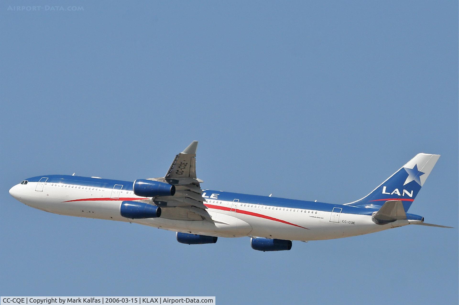 CC-CQE, 2001 Airbus A340-313X C/N 429, LAN Airlines A340-313X (cn429), 25R departure KLAX.