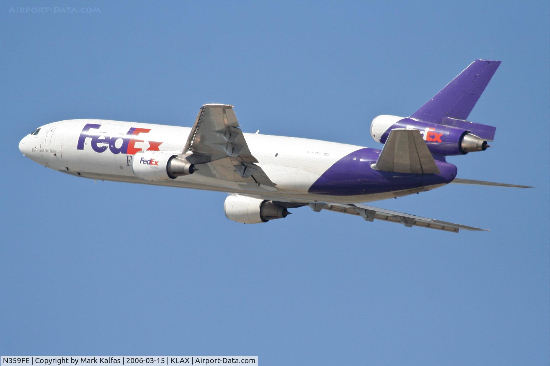 N359FE, 1980 McDonnell Douglas MD-10-10F C/N 46635, FedEX MD-10-10F, 25L departure KLAX.