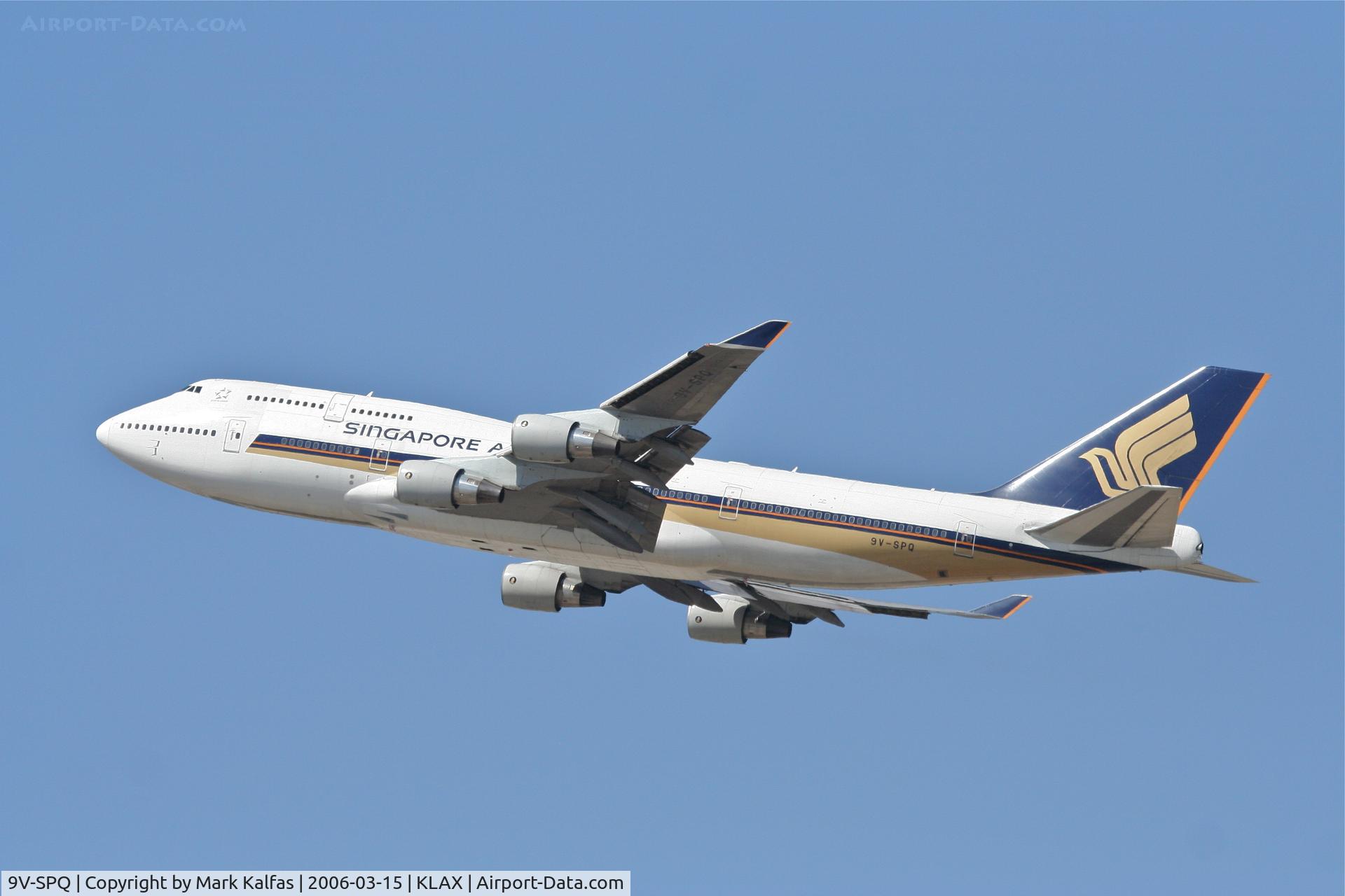 9V-SPQ, Boeing 747-412 C/N 28025, Singapore Boeing 747-412,  25R departure KLAX.
