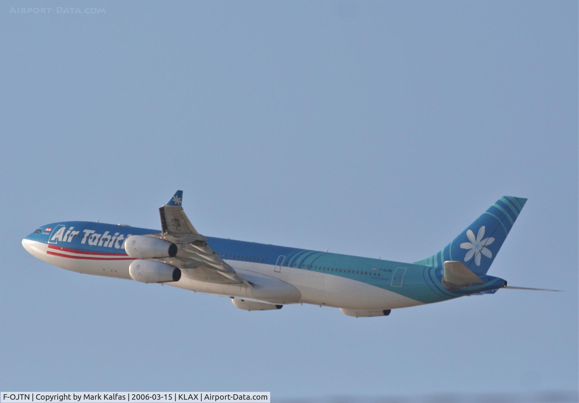 F-OJTN, 2001 Airbus A340-313 C/N 395, Air Tahiti Nui  A340-313, 25R departure KLAX.