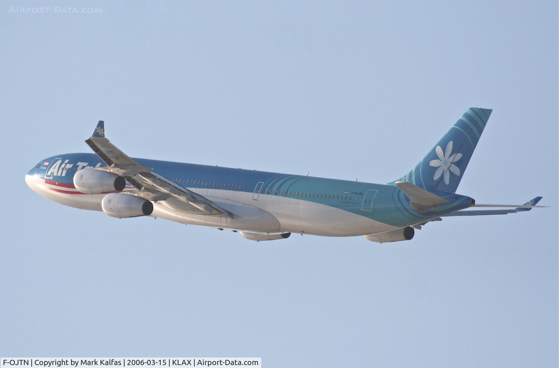 F-OJTN, 2001 Airbus A340-313 C/N 395, Air Tahiti Nui  A340-313, 25R departure KLAX.