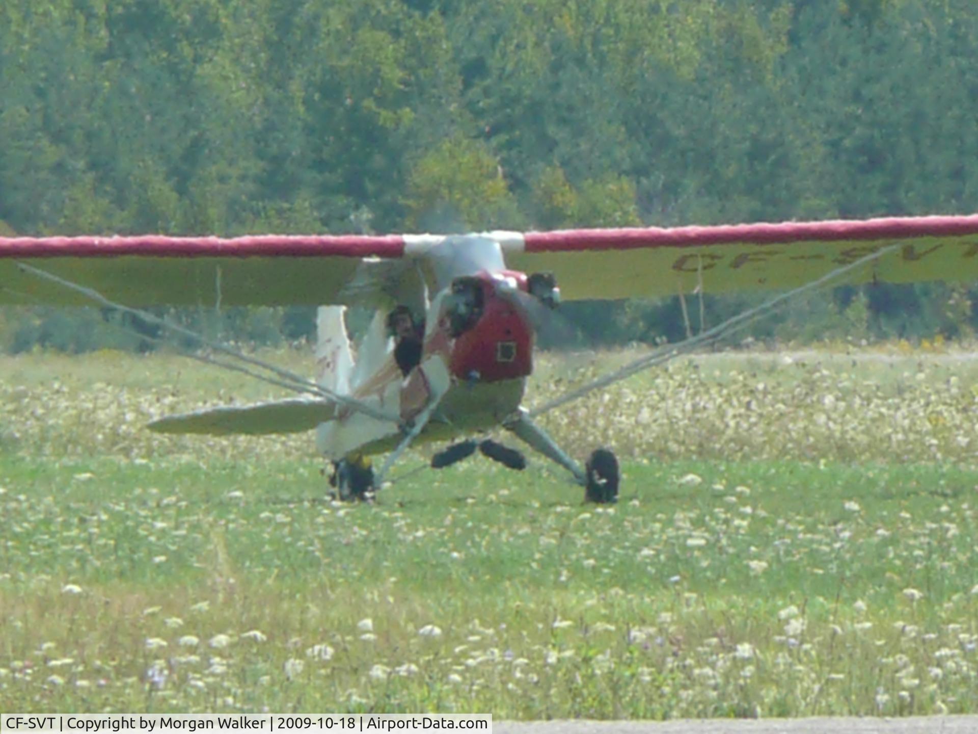 CF-SVT, 1945 Piper J3C-65 Cub Cub C/N 14676, Landing at Edenvale, Ontario