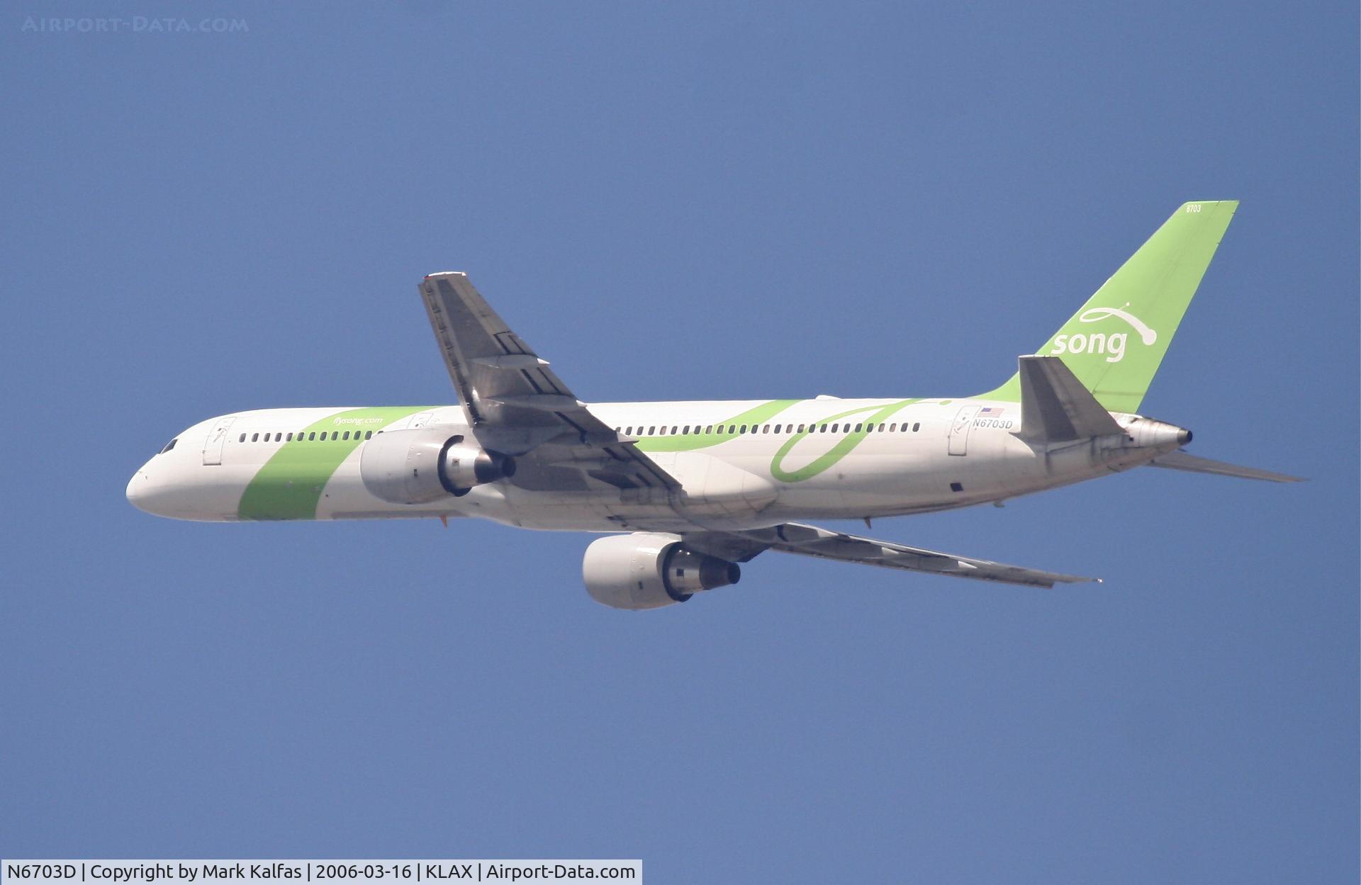 N6703D, 2000 Boeing 757-232 C/N 30234, Song/Delta Boeing 757-232, 25R departure KLAX.