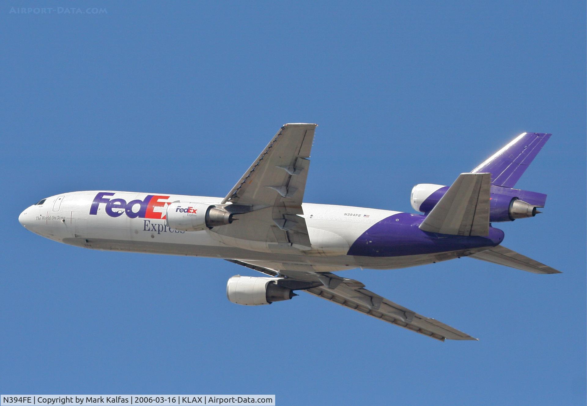N394FE, 1975 McDonnell Douglas MD-10-10F C/N 46628, FedEX MD-10-10F, 25L departure KLAX.