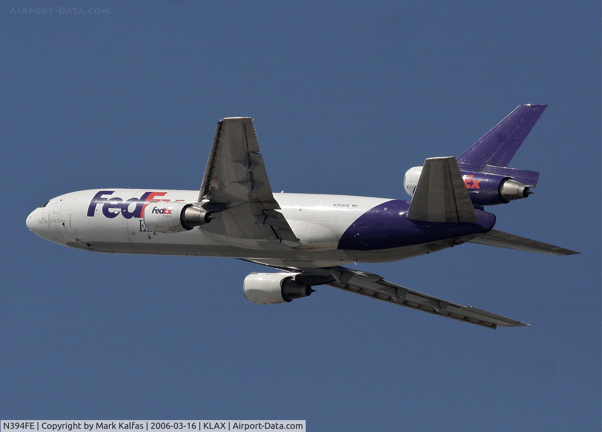 N394FE, 1975 McDonnell Douglas MD-10-10F C/N 46628, FedEX MD-10-10F, 25L departure KLAX.