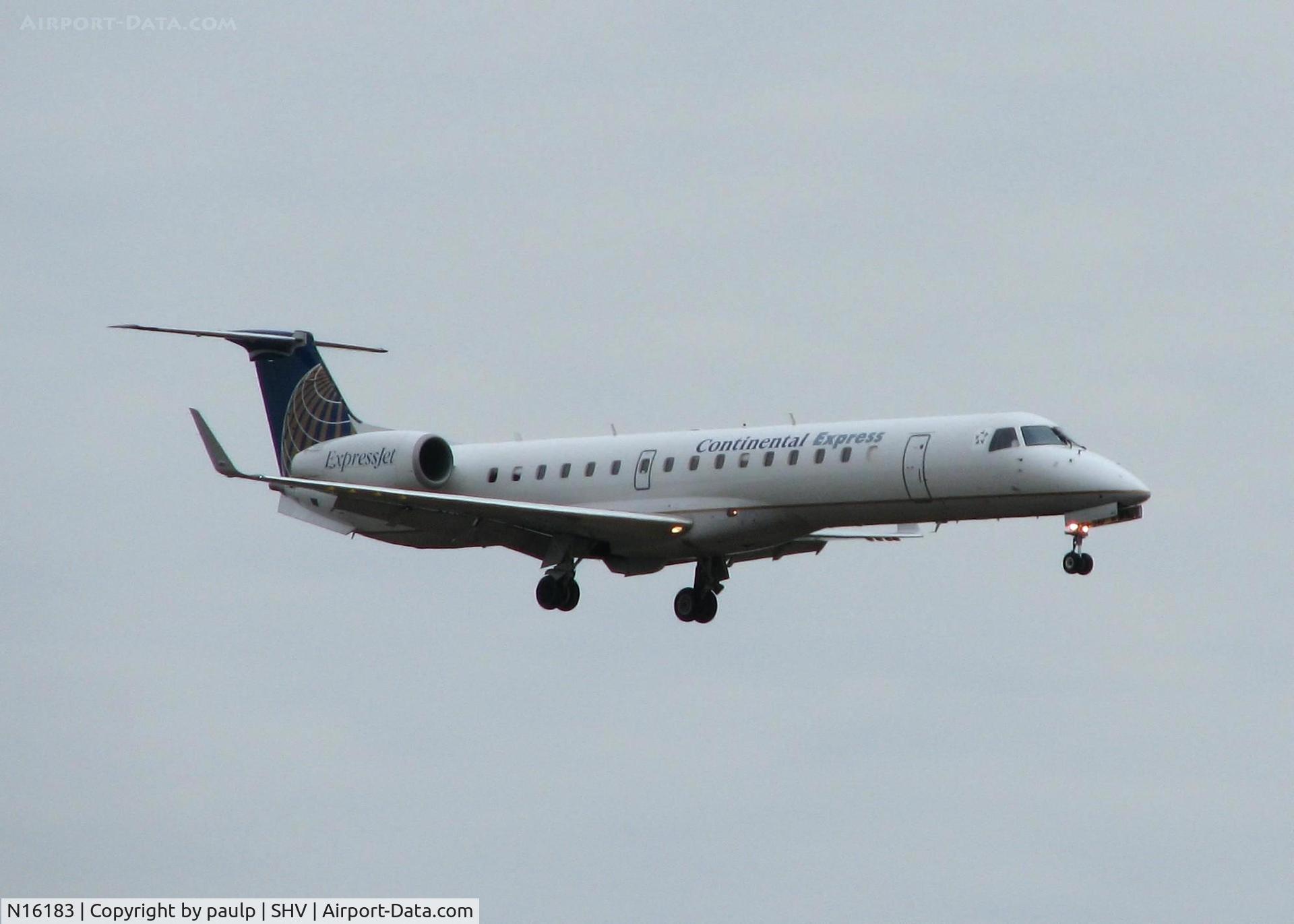 N16183, 2005 Embraer ERJ-145XR (EMB-145XR) C/N 14500914, Landing on 23 at Shreveport Regional.