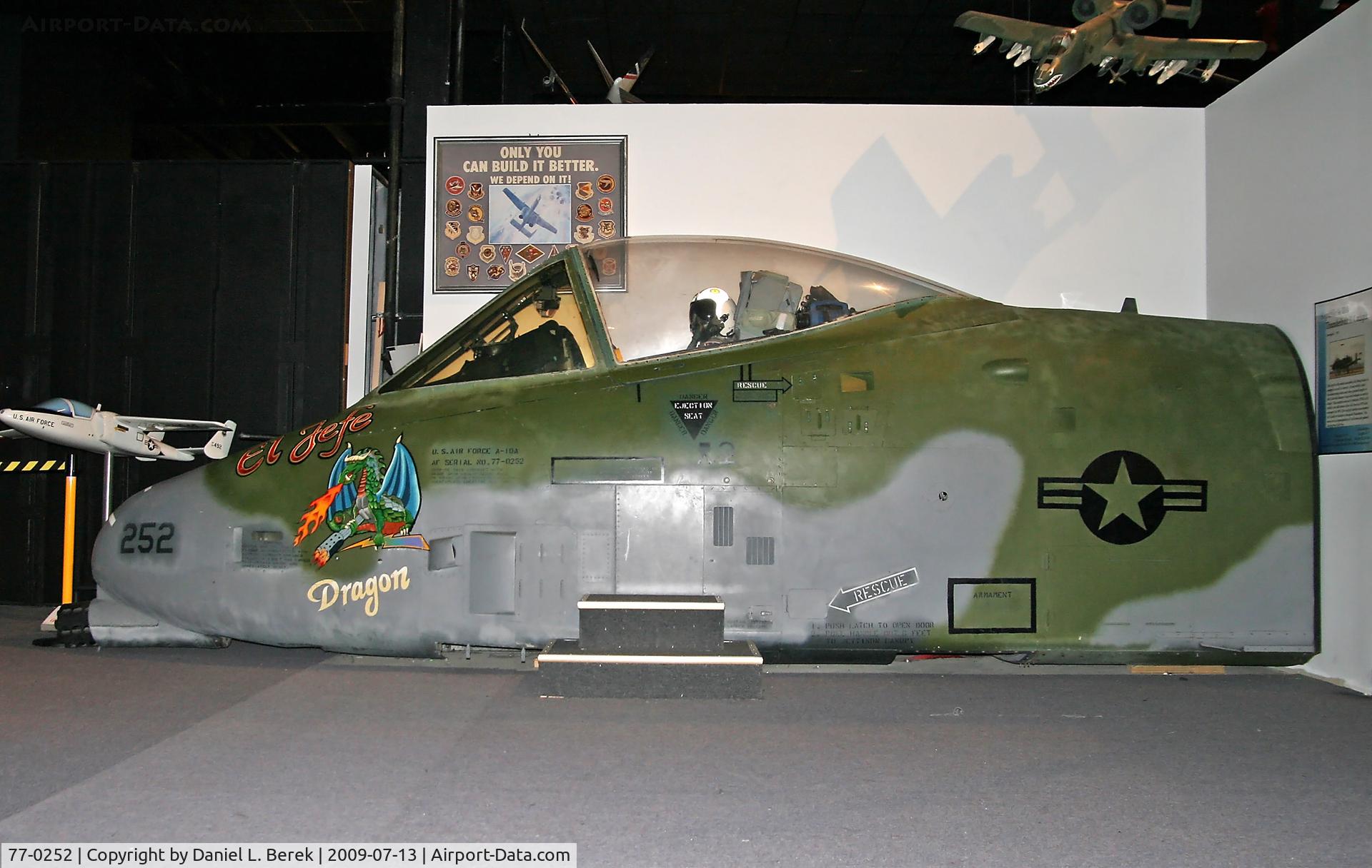 77-0252, 1977 Fairchild Republic A-10A Thunderbolt II C/N A10-0177, The front fuselage section has been preserved to allow museum-goers a view of the cockpit.