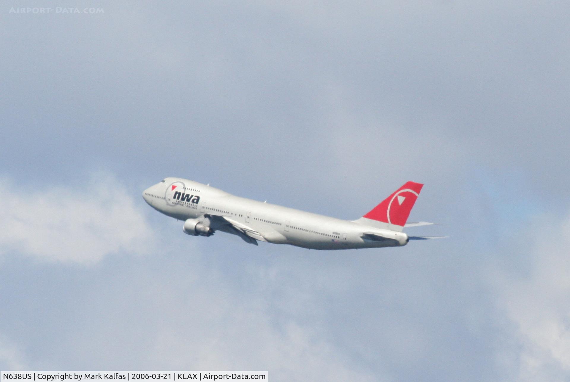 N638US, 1986 Boeing 747-251B C/N 23549, Northwest Airlines Boeing 747-251B , 24R departure KLAX.