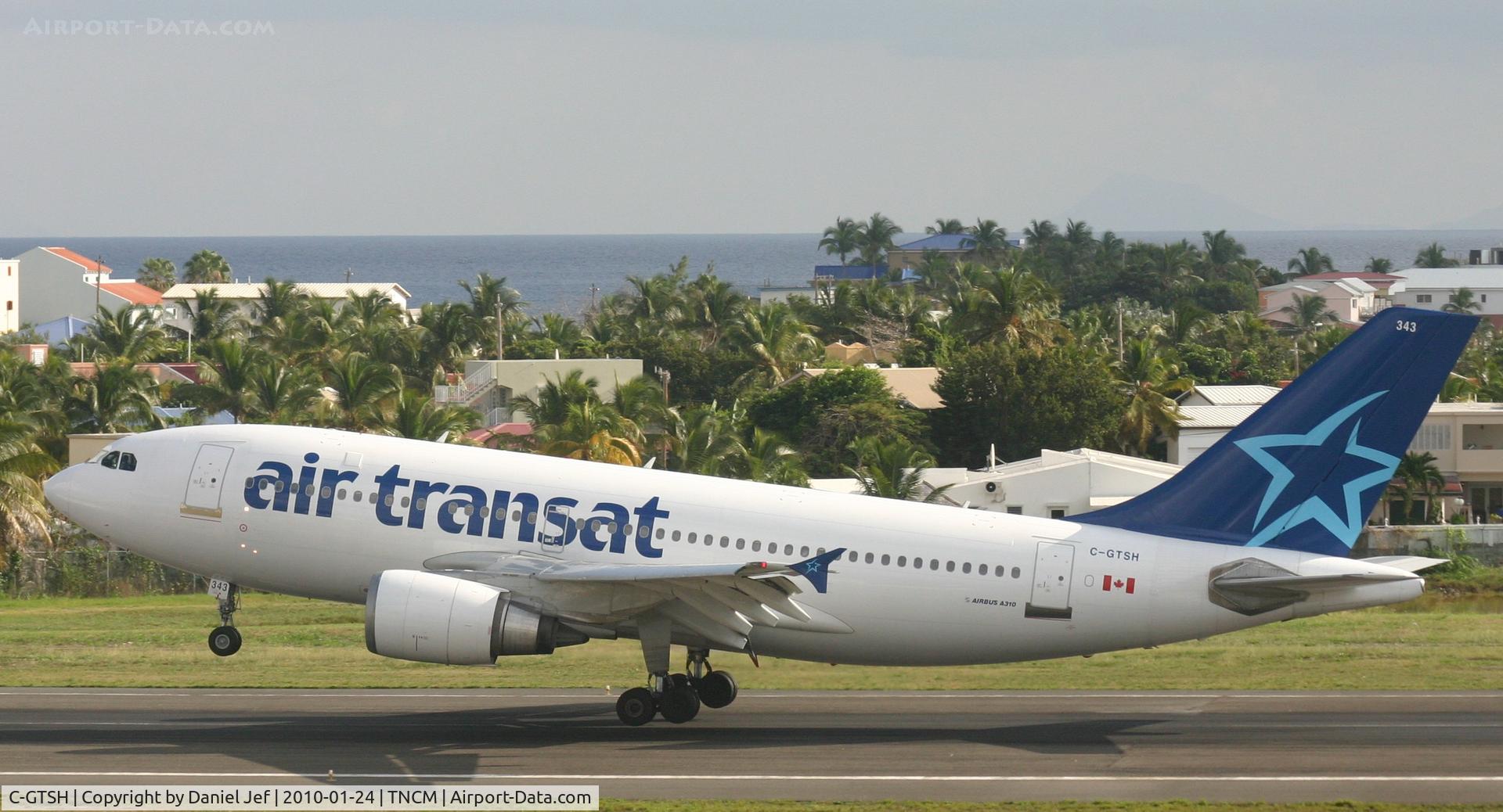 C-GTSH, 1991 Airbus A310-308 C/N 599, Air transat C-GTSH landing at TNCM