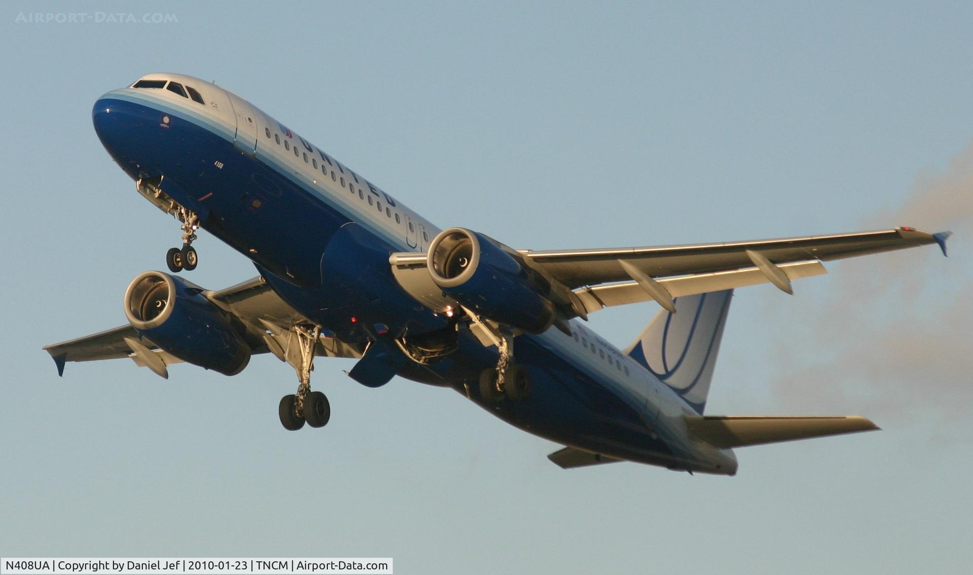 N408UA, 1994 Airbus A320-232 C/N 457, United air N408UA departing TNCM runway 28