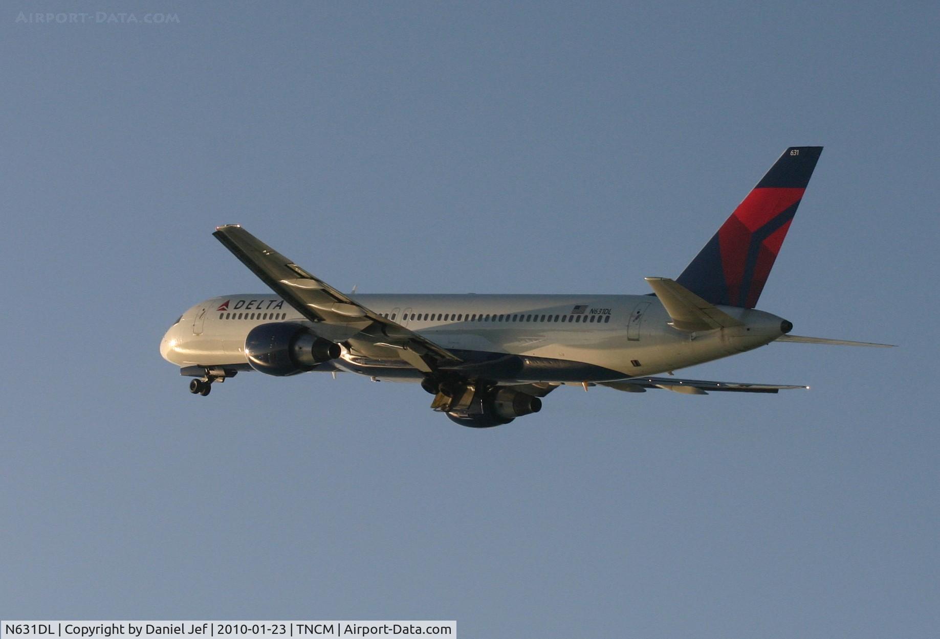 N631DL, 1987 Boeing 757-232 C/N 23612, Delta N631DL into the sunset at TNCM