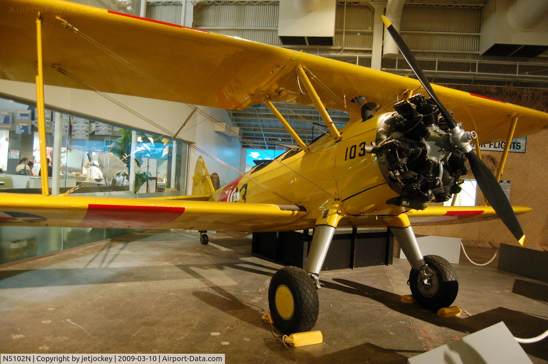 N5102N, 1942 Boeing B75N1 C/N 75-6707, Boeing Stearman on display at The Pacific Avation Museum Hawaii this aircraft is the one that George Bush Snr gained his wings in