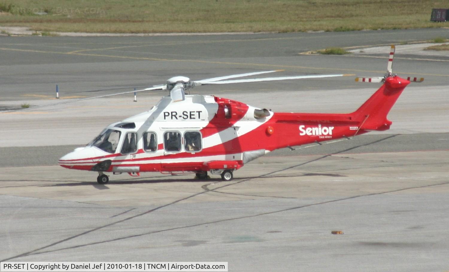 PR-SET, AgustaWestland AW-139 C/N 41220, PR-SET park on the main ramp at TNCM