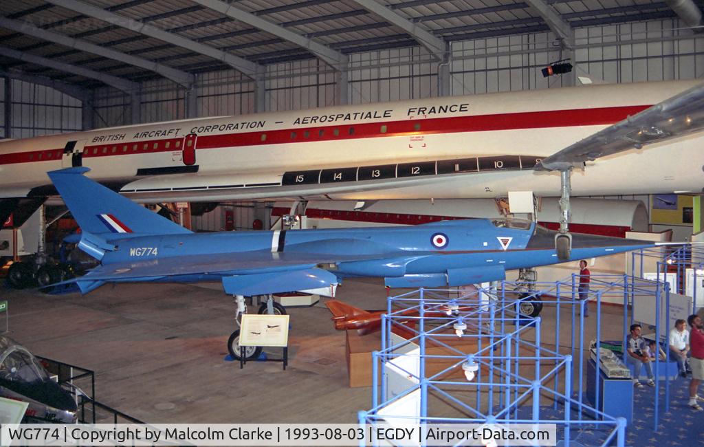 WG774, BAC 221 C/N F.9421, BAC 221 at The Fleet Air Arm Museum, RAF Yeovilton in 1993.