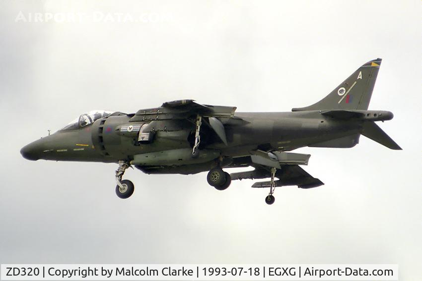 ZD320, 1986 British Aerospace Harrier GR.5 C/N 512043/P1, British Aerospace Harrier GR5 at RAF Church Fenton in 1993.
