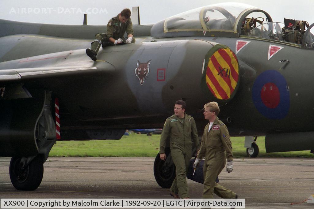 XX900, 1976 Hawker Siddeley Buccaneer S.2B C/N B3-05-75, Hawker Siddeley Buccaneer S2B at Cranfield Airfield in 1992.