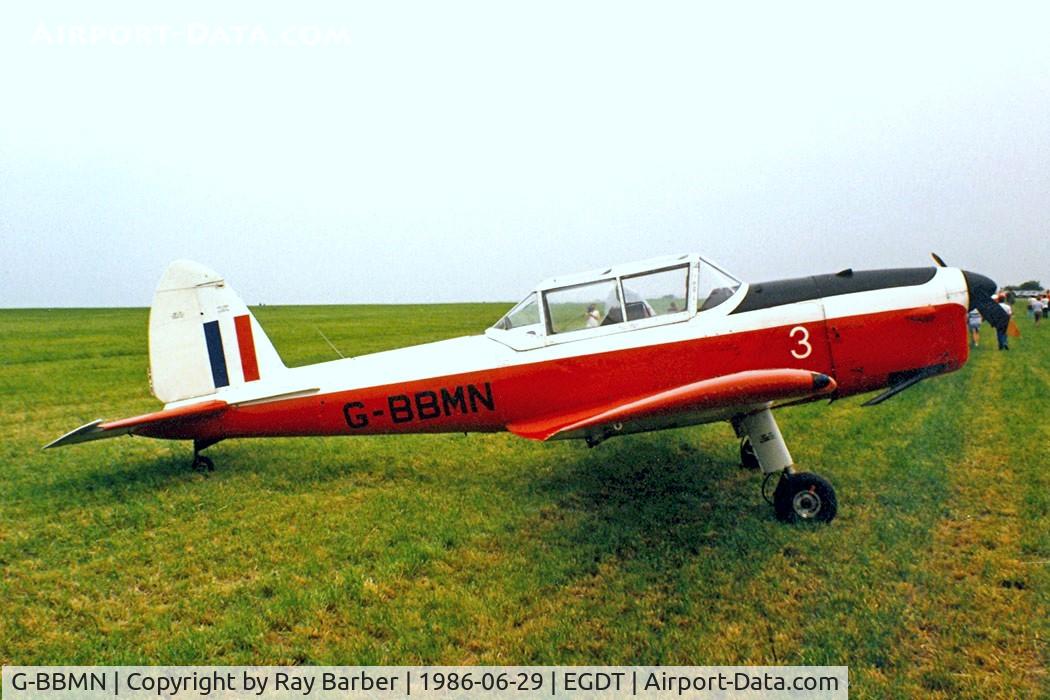 G-BBMN, 1952 De Havilland DHC-1 Chipmunk 22 C/N C1/0300, DHC-1 Chipmunk 22 [C1/0300] Wroughton~G 29/06/1986. Seen at the Air Britain Fly-In Wroughton.