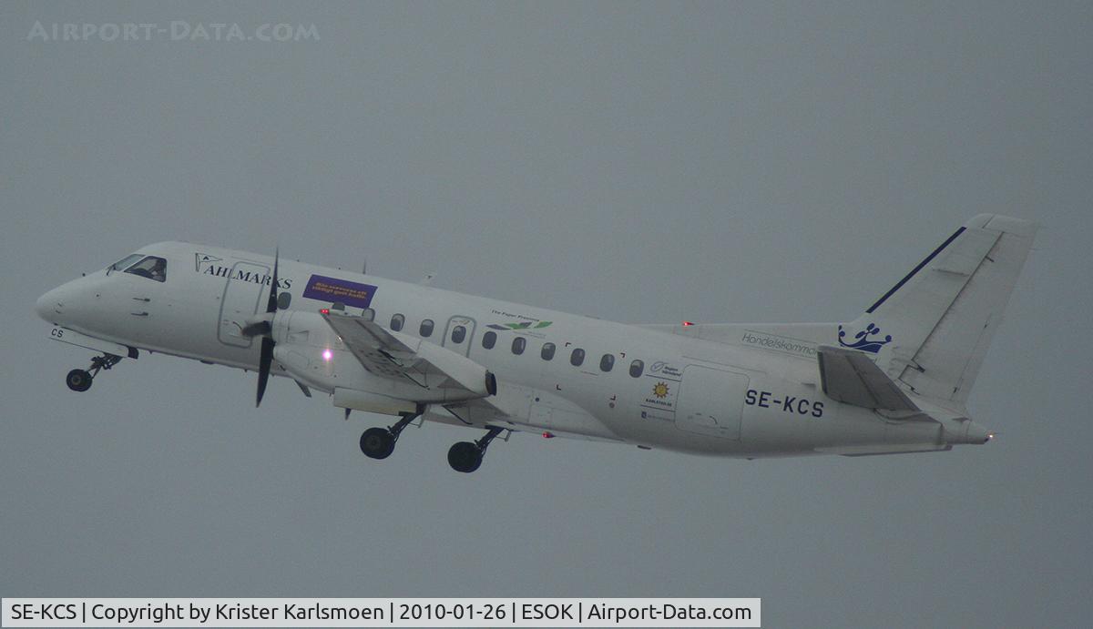 SE-KCS, 1986 Saab 340A C/N 340A-066, Taking off from Karlstad Airport to Copenhagen, Denmark