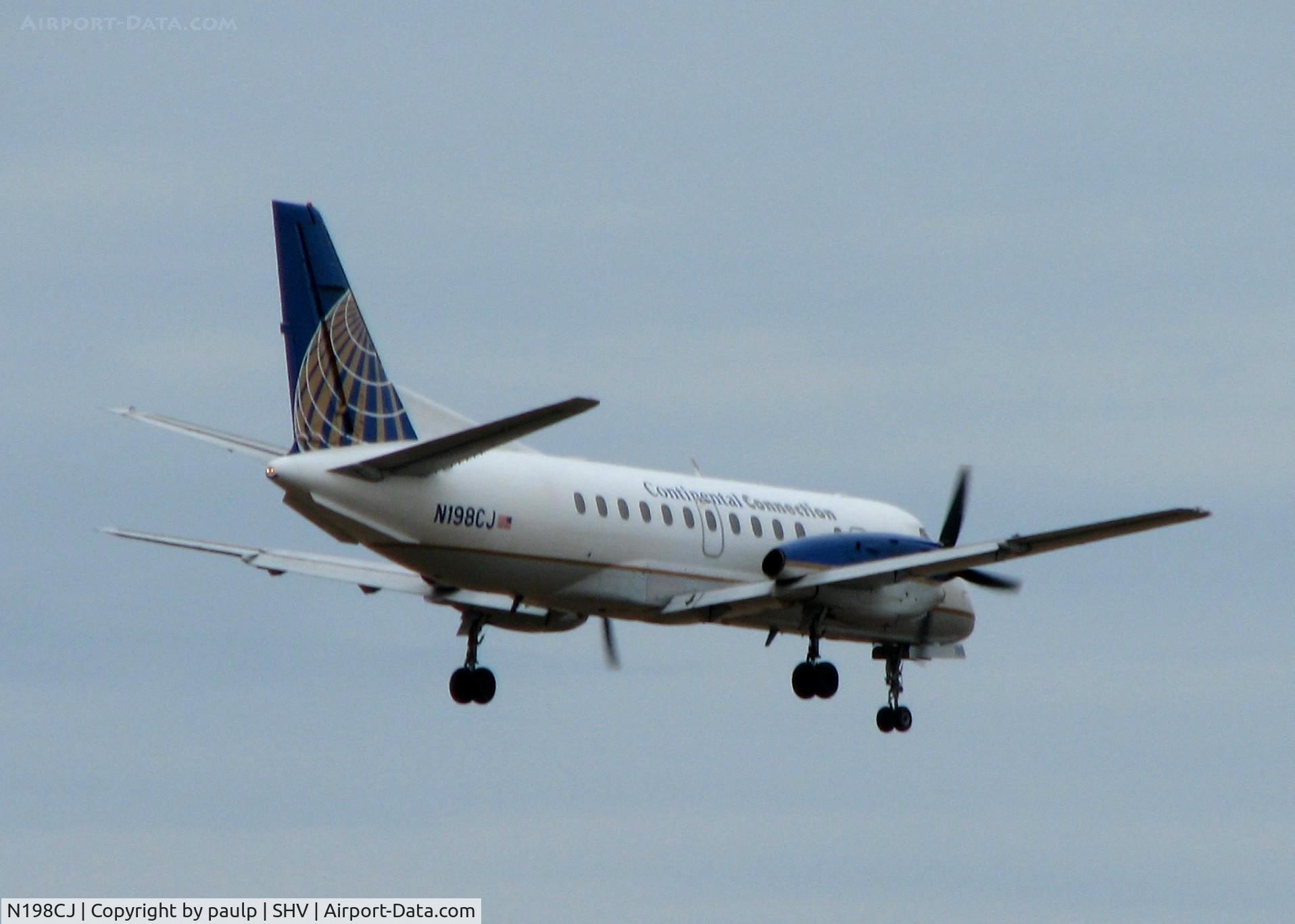 N198CJ, 1990 Saab 340B C/N 340B-198, Landing on 23 at Shreveport Regional.