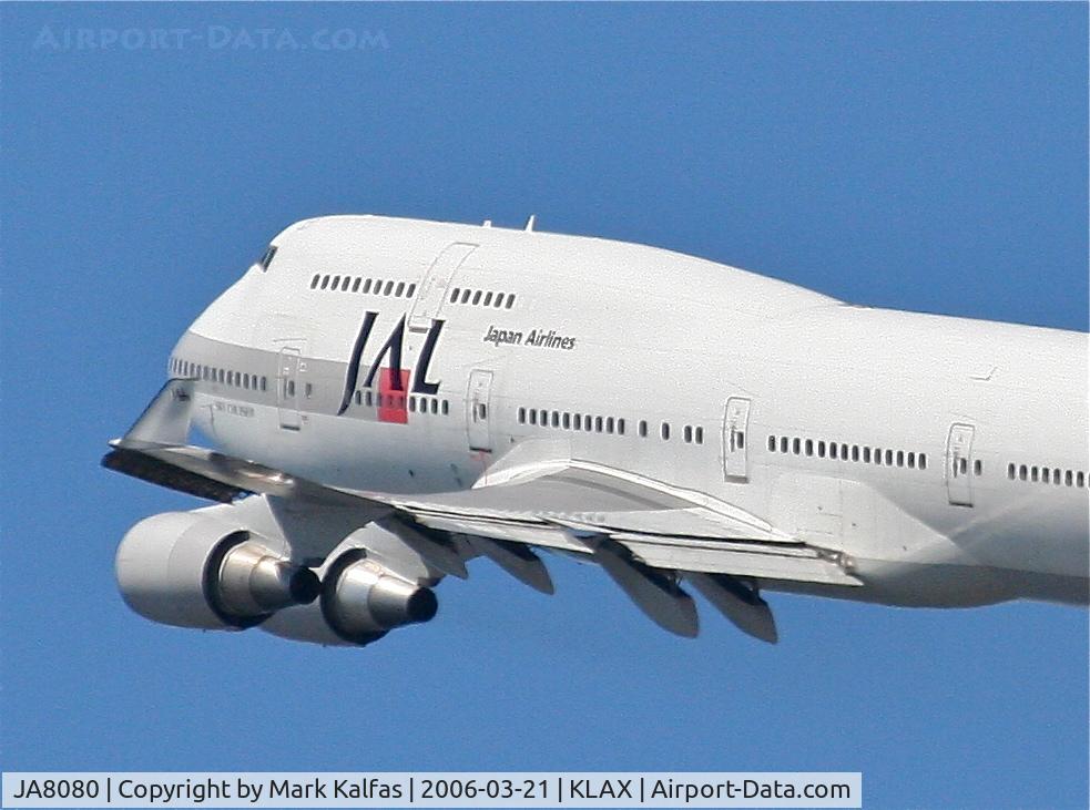 JA8080, 1990 Boeing 747-446 C/N 24886, JAL Boeing 747-446, 24L departure KLAX.