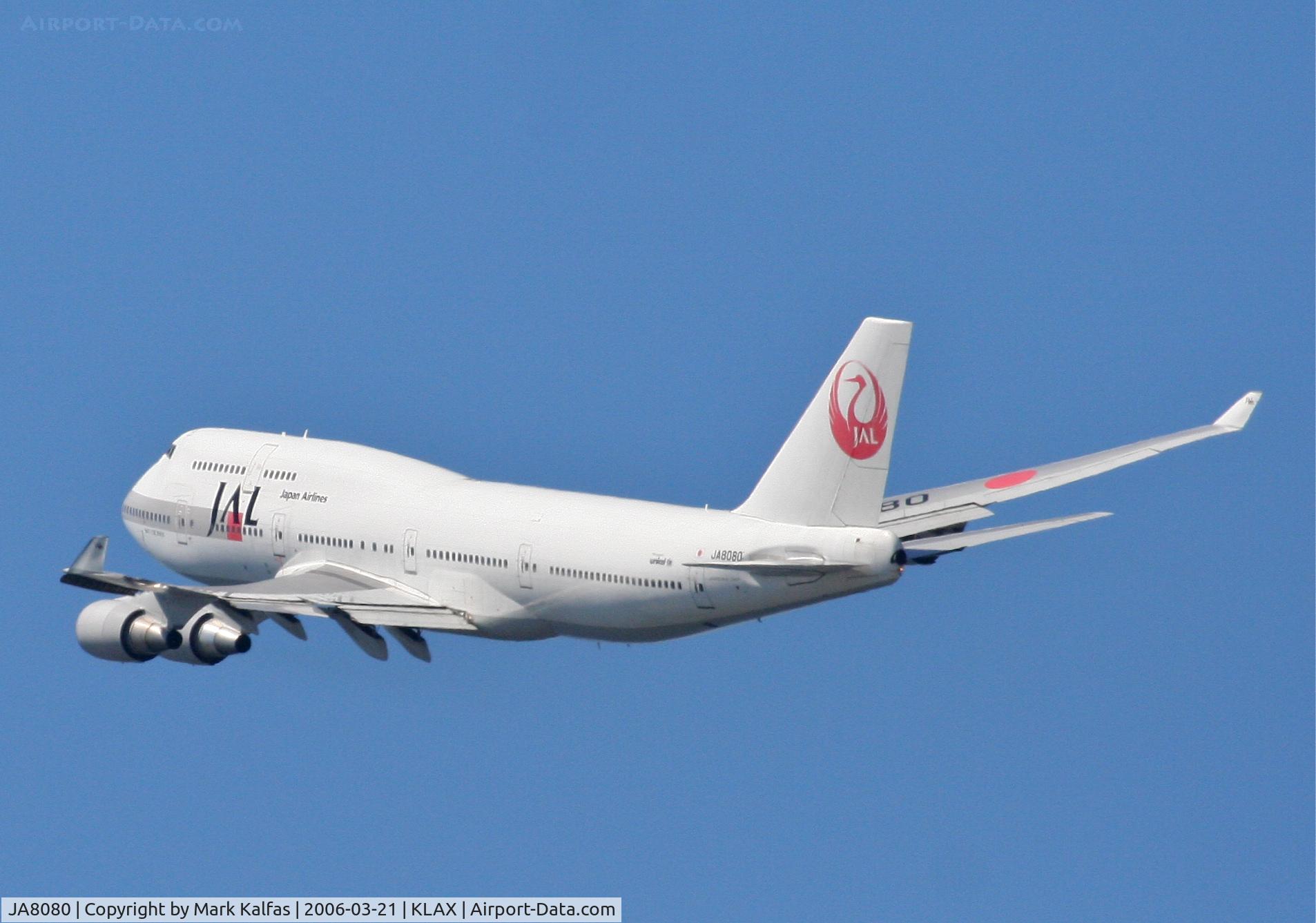 JA8080, 1990 Boeing 747-446 C/N 24886, JAL Boeing 747-446, 24L departure KLAX.
