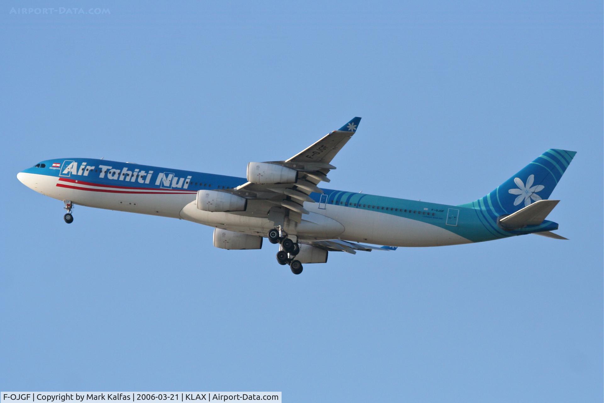 F-OJGF, 2001 Airbus A340-313 C/N 385, Air Tahiti Nui  A340-313, 25R departure KLAX.