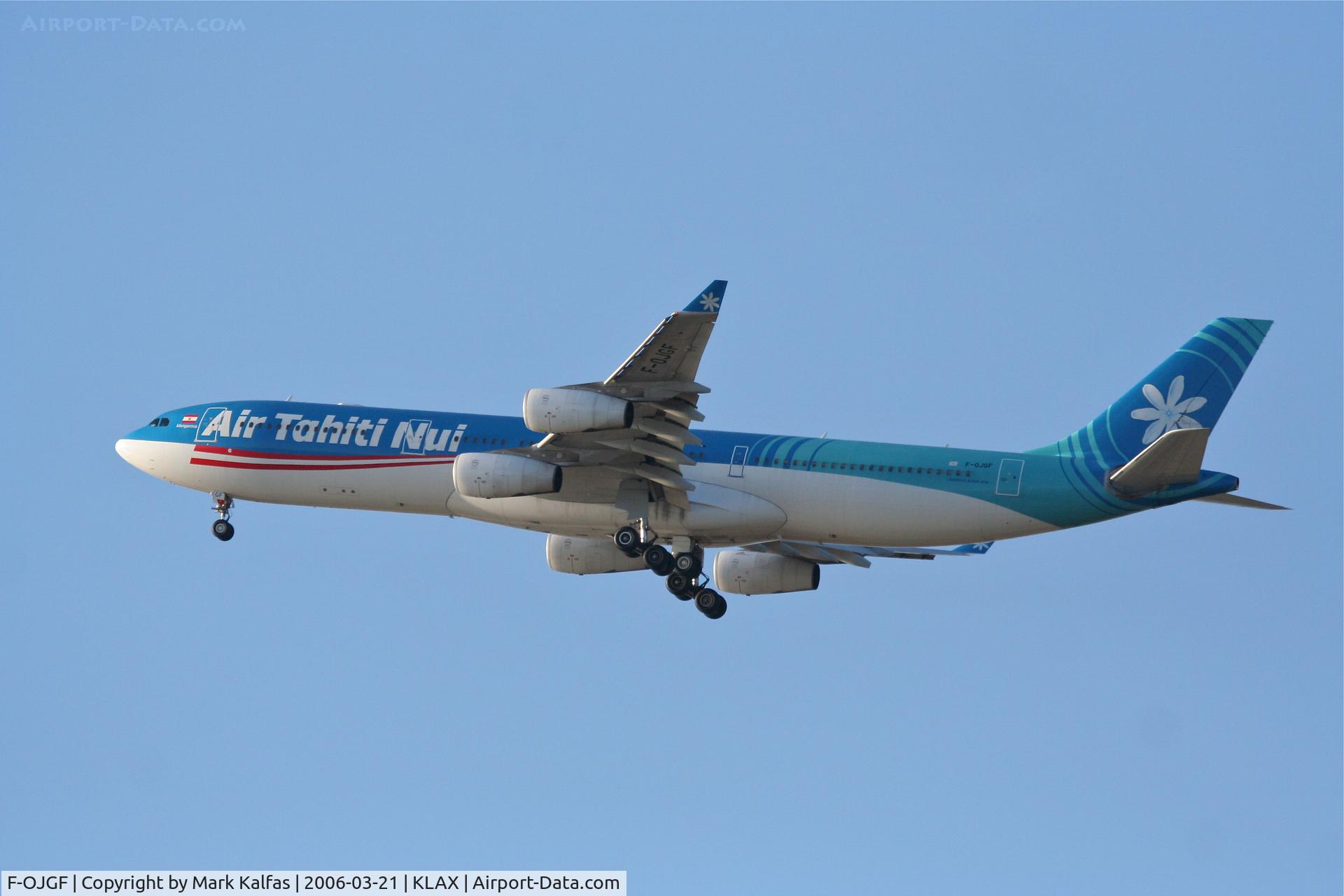 F-OJGF, 2001 Airbus A340-313 C/N 385, Air Tahiti Nui  A340-313, 25R departure KLAX.