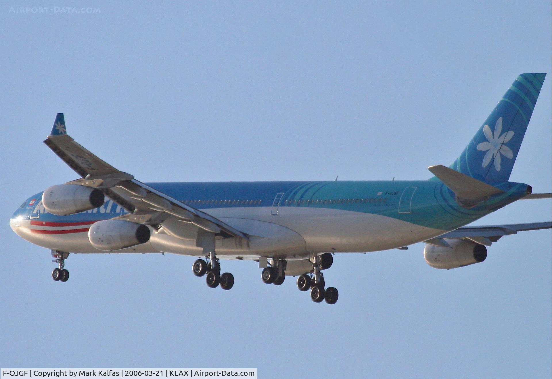 F-OJGF, 2001 Airbus A340-313 C/N 385, Air Tahiti Nui  A340-313, 25R departure KLAX.