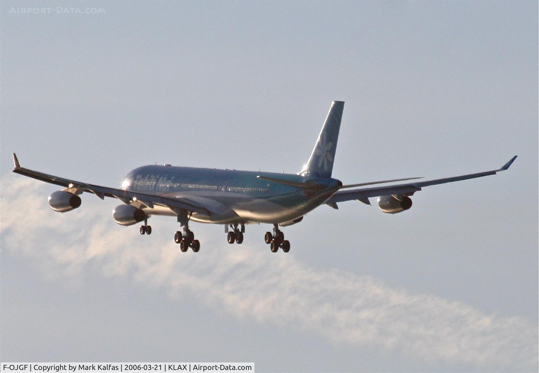F-OJGF, 2001 Airbus A340-313 C/N 385, Air Tahiti Nui  A340-313, 25R departure KLAX.