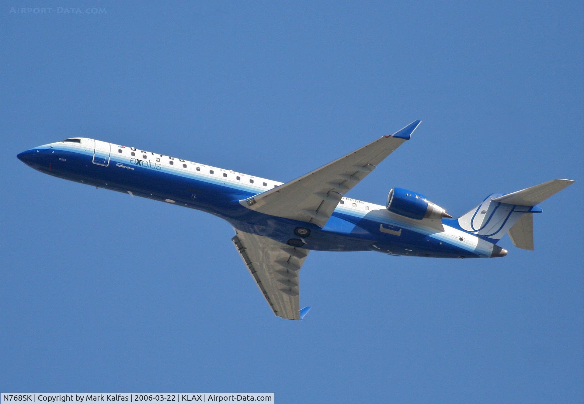 N758SK, 2005 Bombardier CRJ-701ER (CL-600-2C10) Regional Jet C/N 10222, SkyWest CL-600-2B19, 25R departure KLAX.