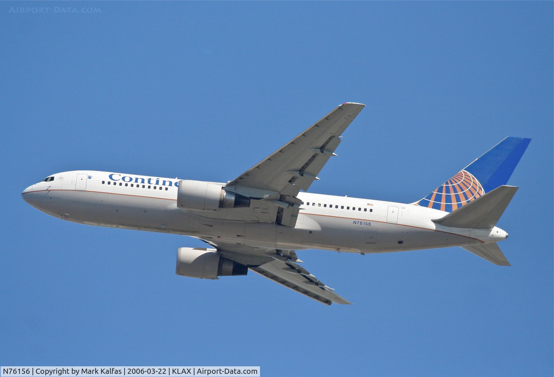 N76156, 2001 Boeing 767-224 C/N 30435, Continental Boeing 767-224, 25R departure KLAX.