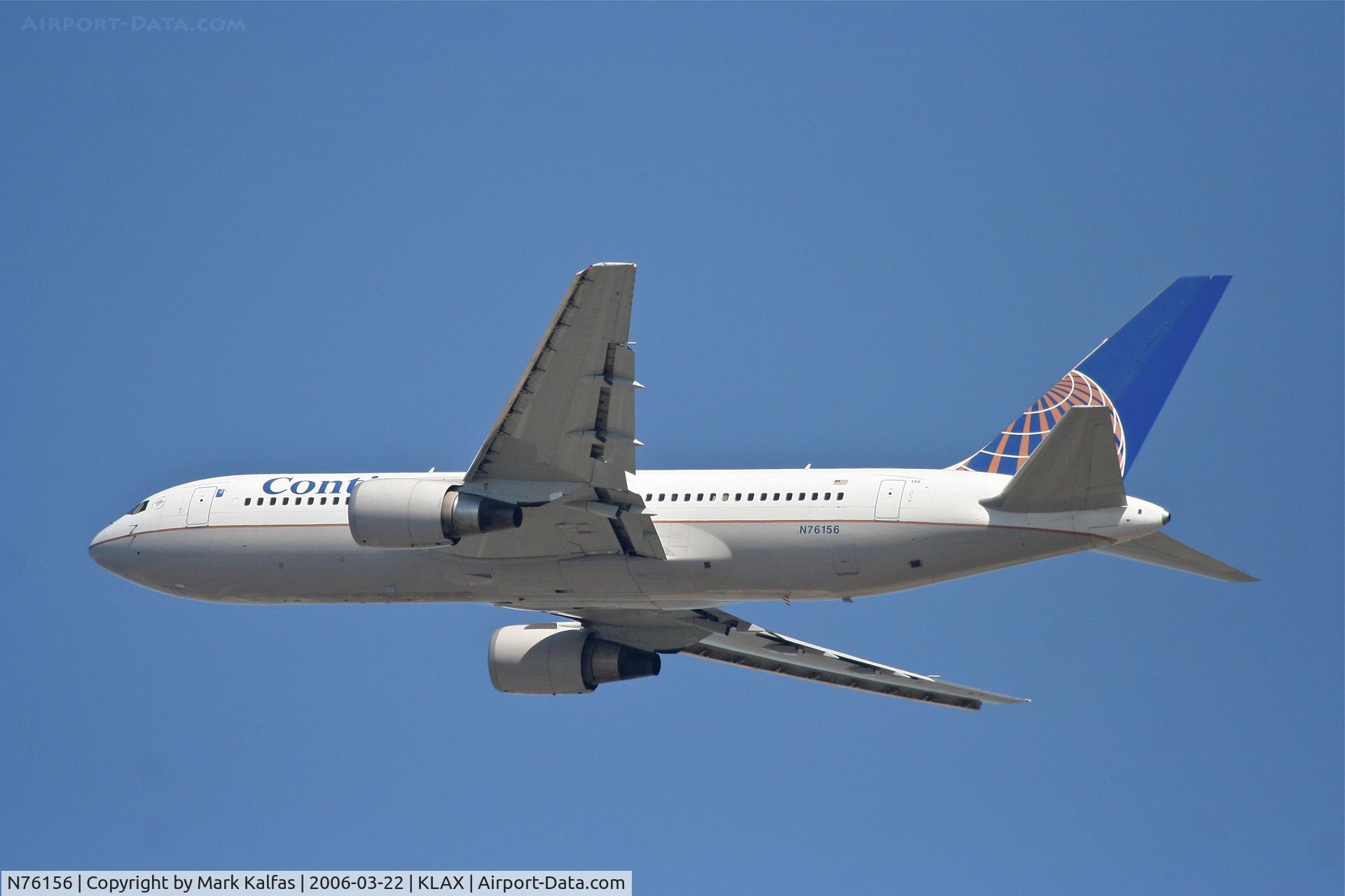N76156, 2001 Boeing 767-224 C/N 30435, Continental Boeing 767-224, 25R departure KLAX.