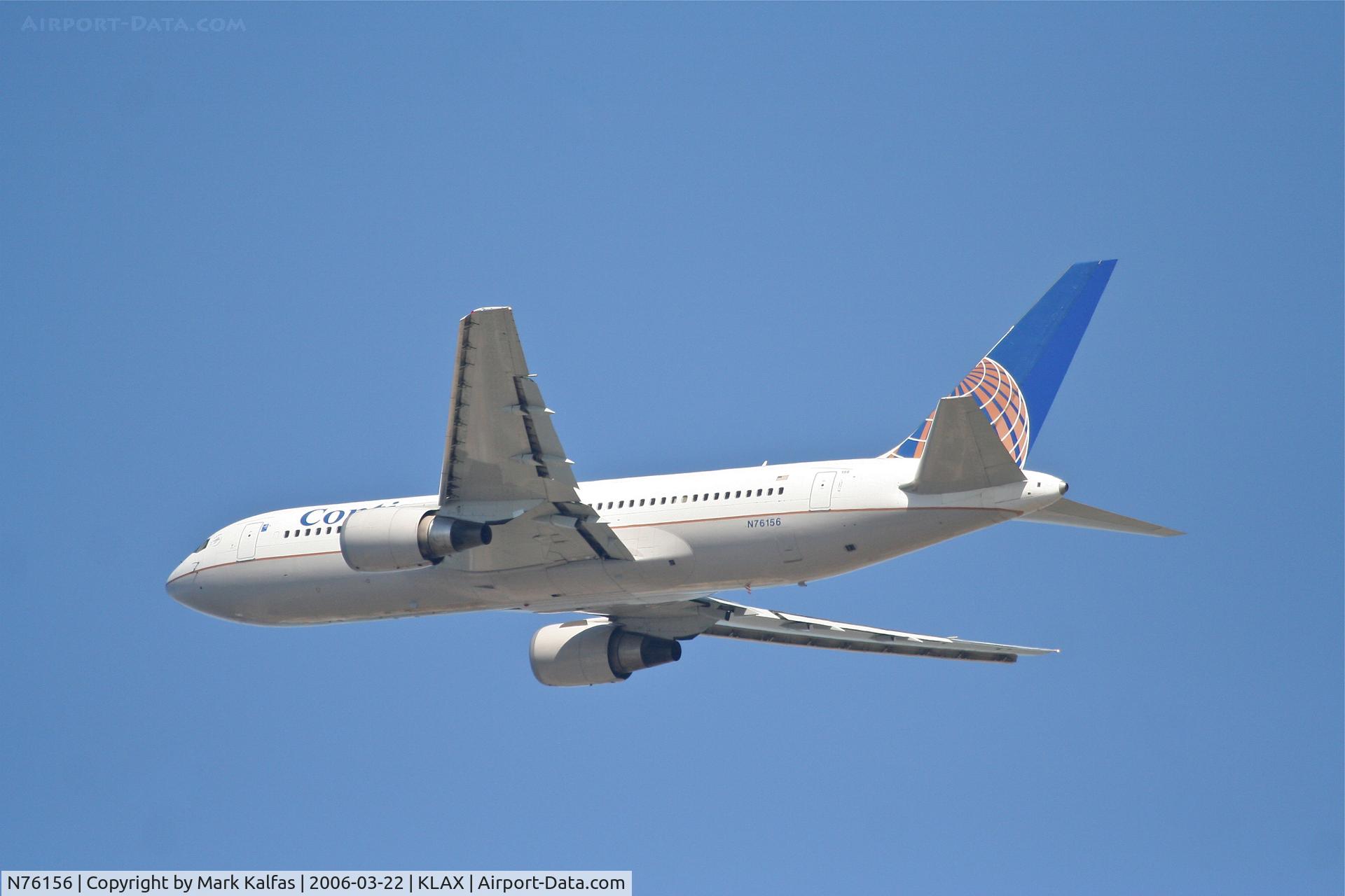 N76156, 2001 Boeing 767-224 C/N 30435, Continental Boeing 767-224, 25R departure KLAX.